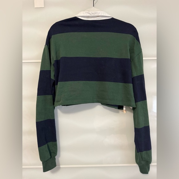 Aritzia cropped rugby polo shirt GREEN AND NAVY size M oversized - Picture 4 of 7